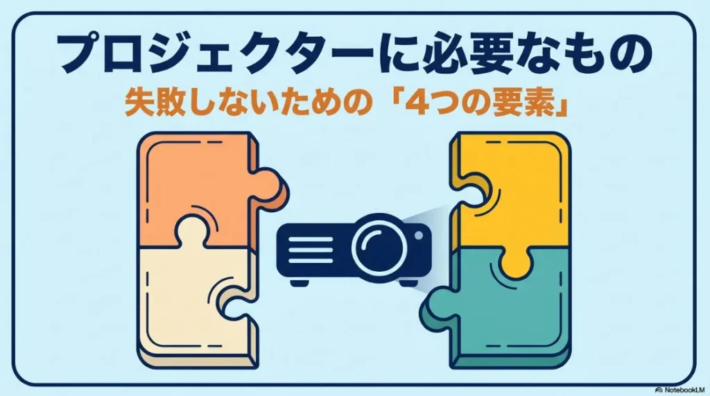プロジェクター導入に失敗しないための4つの重要要素を解説するスライドの表紙