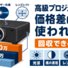 価格帯の階段とレンズや光源など価格差の要素を示した図