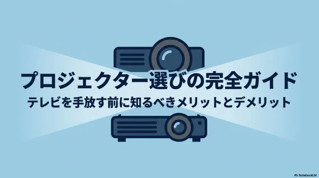 プロジェクター選びの完全ガイド：テレビを手放す前に知るべきメリットとデメリットのタイトルスライド