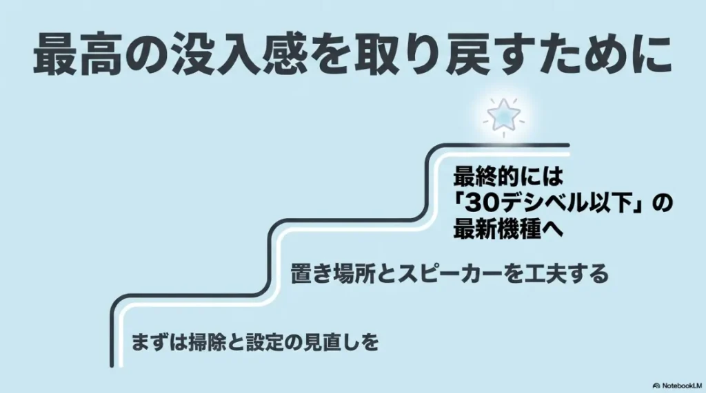 最高の没入感を取り戻すためのプロジェクター静音対策と機種選びのまとめ