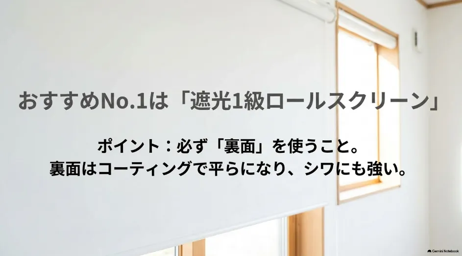 遮光1級ロールスクリーンの裏面をプロジェクタースクリーンとして代用する方法