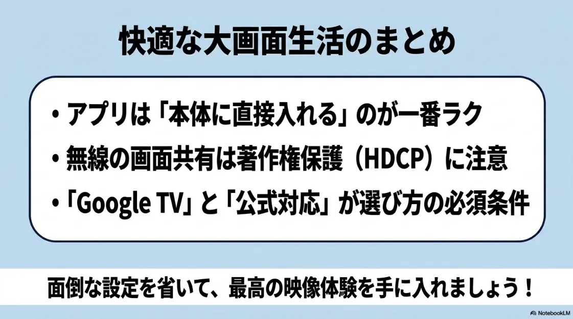 プロジェクターアプリ選びのポイントを総括したまとめスライド