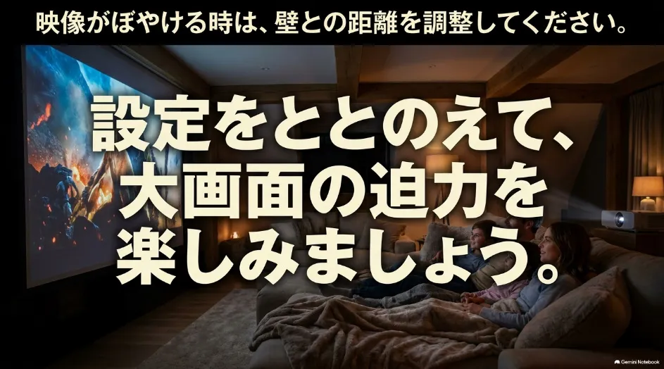 プロジェクターの映像がぼやけるときに投影距離と設定を調整する方法
