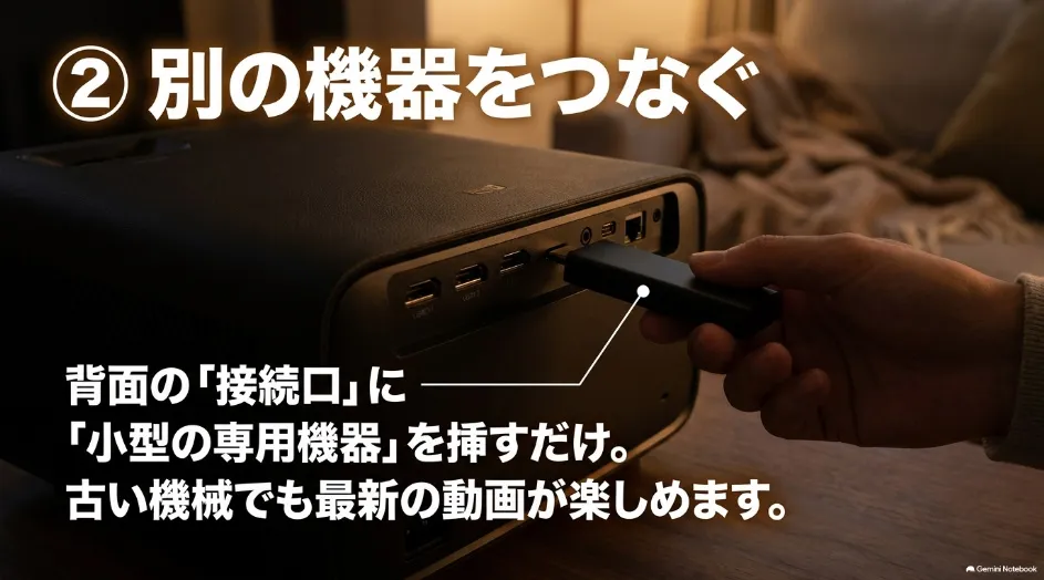 プロジェクターにストリーミング端末を接続してYouTubeを見る方法