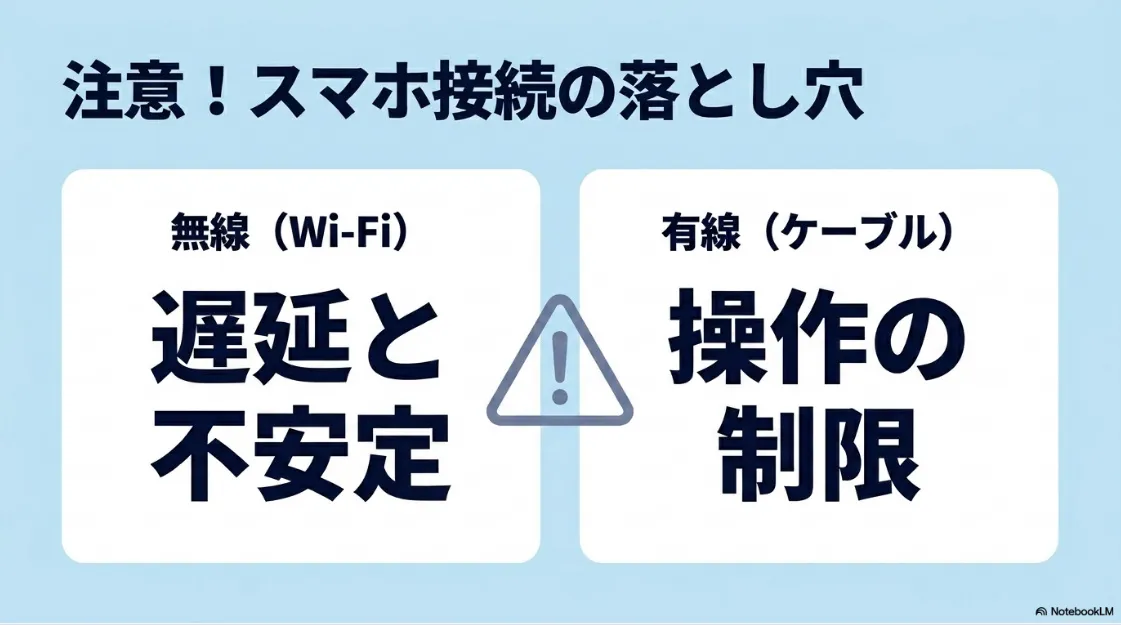 スマホをプロジェクターに無線接続する際の遅延や不安定さの注意点