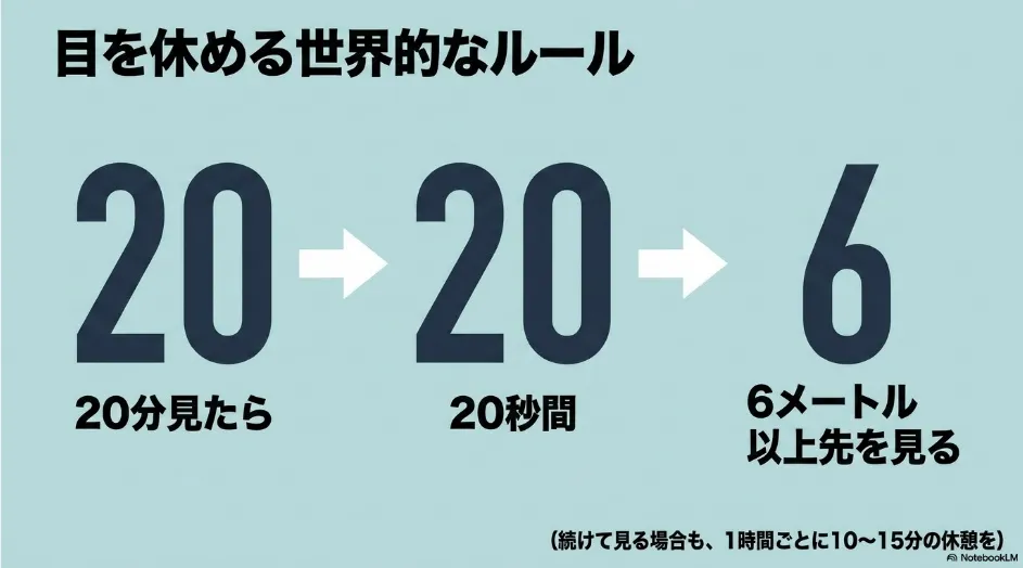 20分見たら20秒間6メートル以上先を見る20-20-20ルール