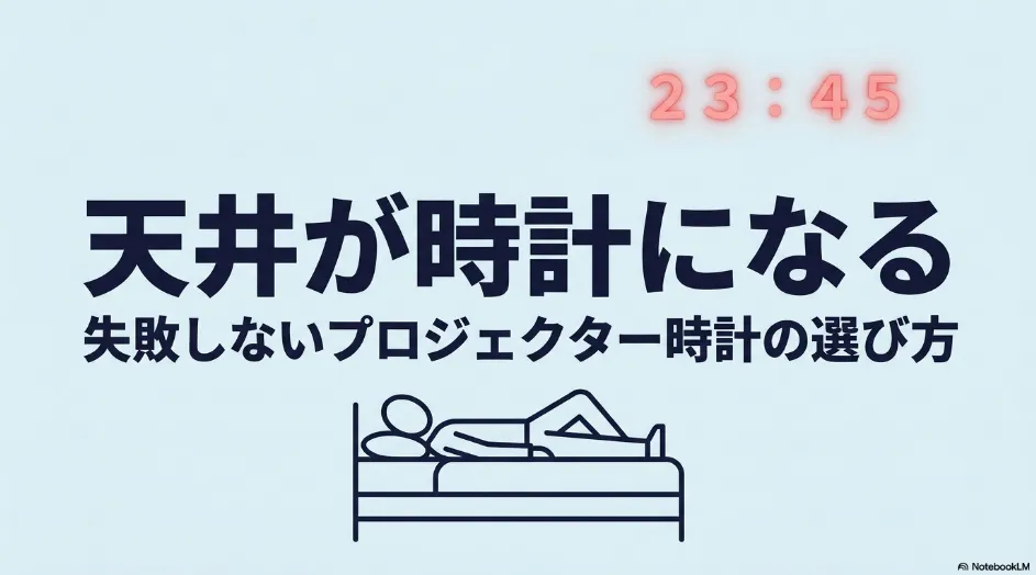 天井が時計になるプロジェクター時計の失敗しない選び方を紹介するスライド