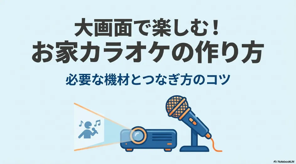 プロジェクターとマイクを使ったお家カラオケの作り方を紹介するスライド