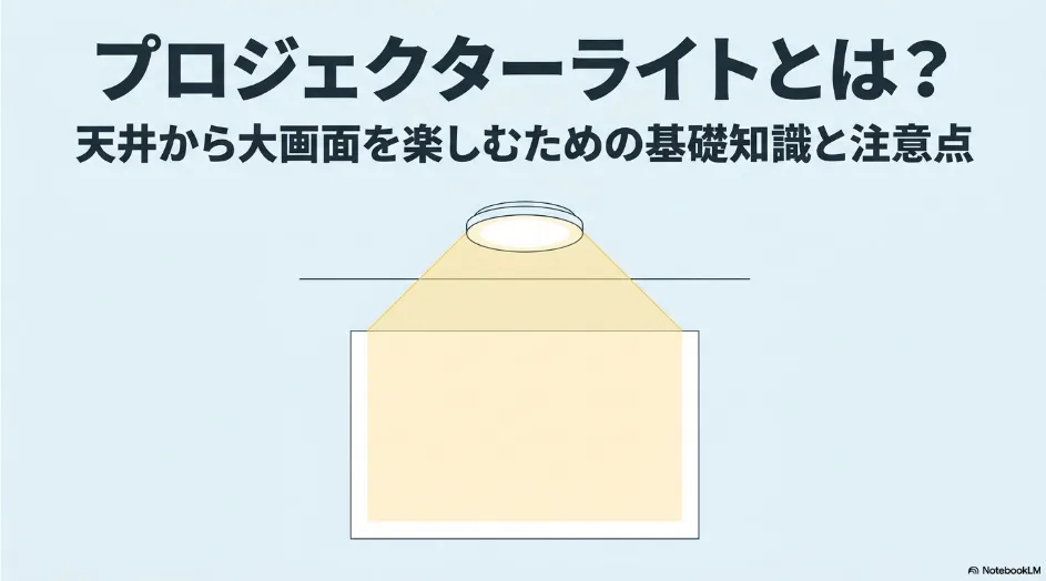プロジェクターライトの基礎知識と設置時の注意点を紹介するスライド