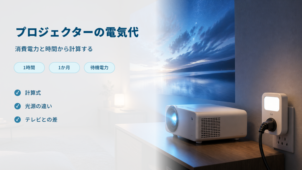プロジェクターの電気代の計算方法をまとめたバナー