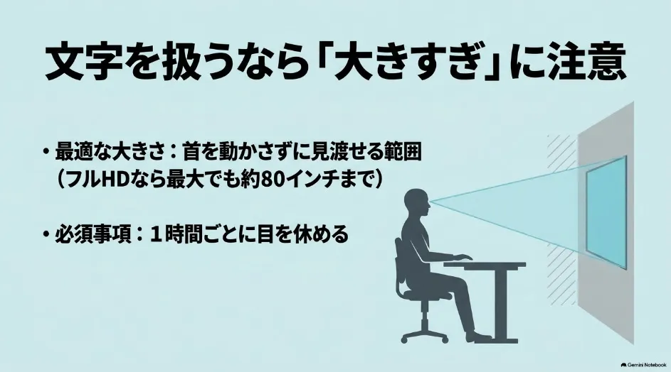 プロジェクターで文字作業をするときの適切な投影サイズと休憩の考え方