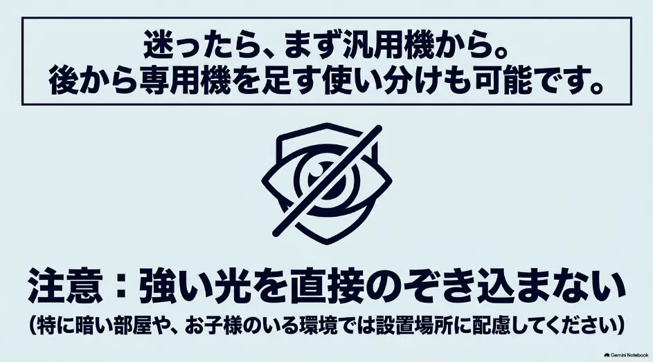 星空プロジェクターは強い光を直接のぞき込まず子どものいる部屋では設置場所にも注意する
