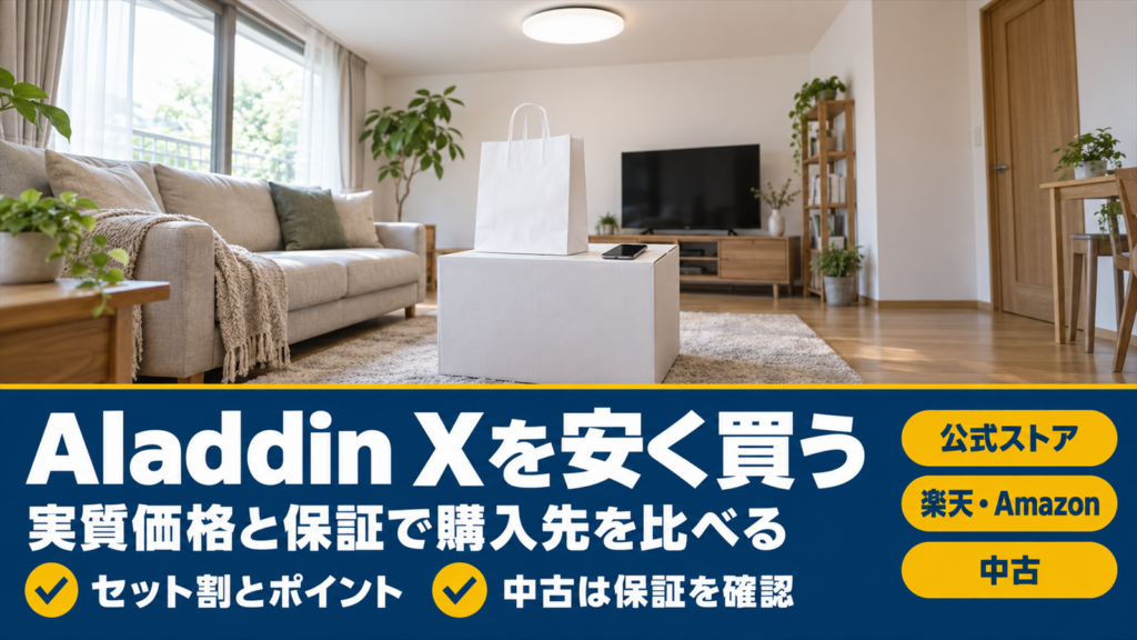 Aladdin Xを安く買う方法と購入先の比べ方をまとめたバナー