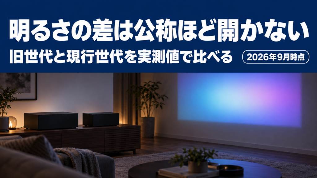 2機種の明るさの差が公称ほど開かないことを示したバナー