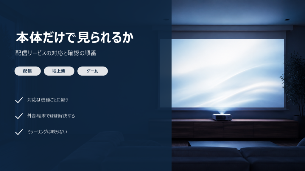 配信サービスが本体だけで見られるかを確認する順番をまとめたバナー