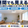 日差しの入る昼のリビングで天井の照明一体型プロジェクターが壁に映す様子