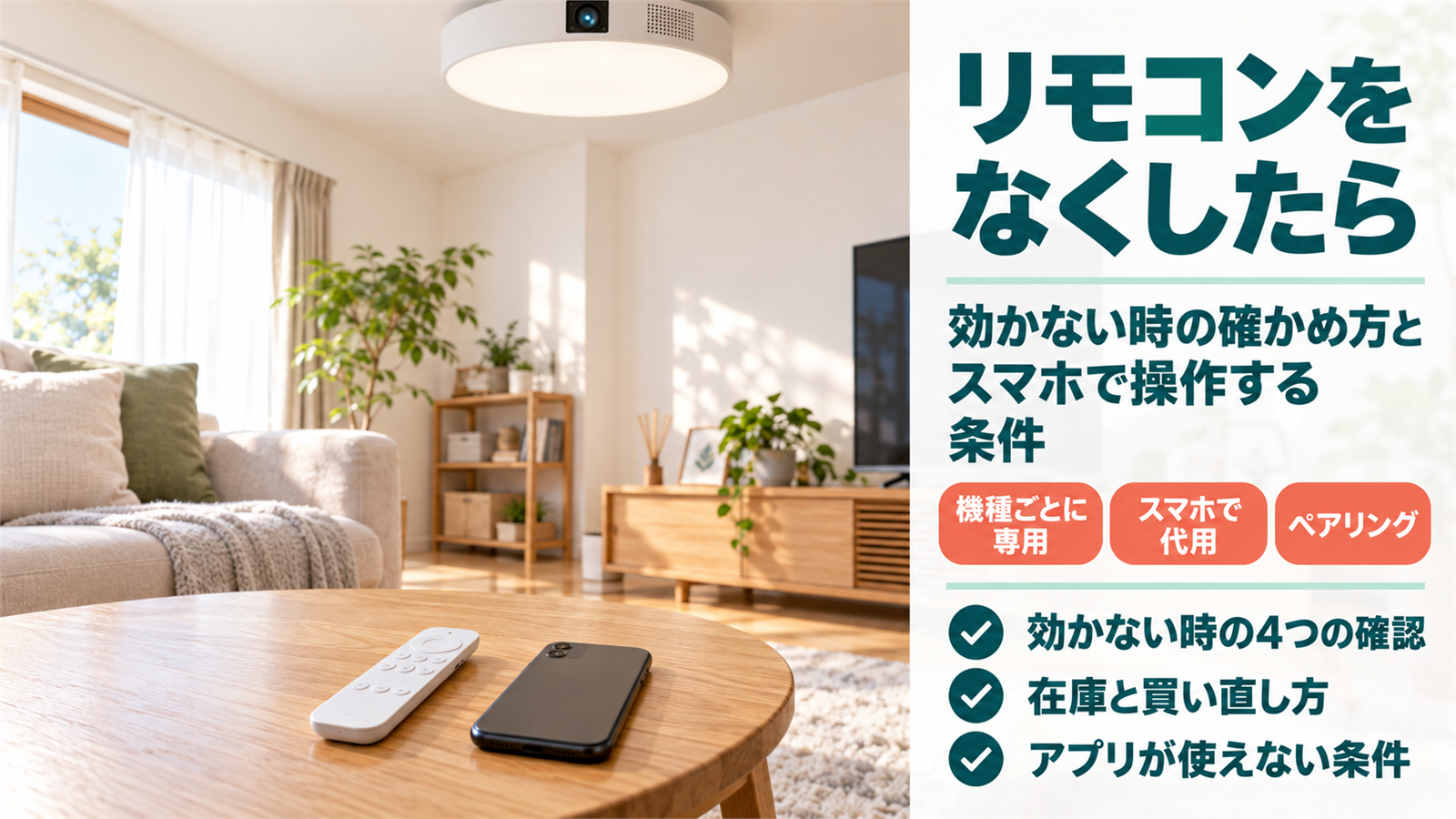 ポップインアラジンのリモコン｜なくした・効かない時とスマホ操作