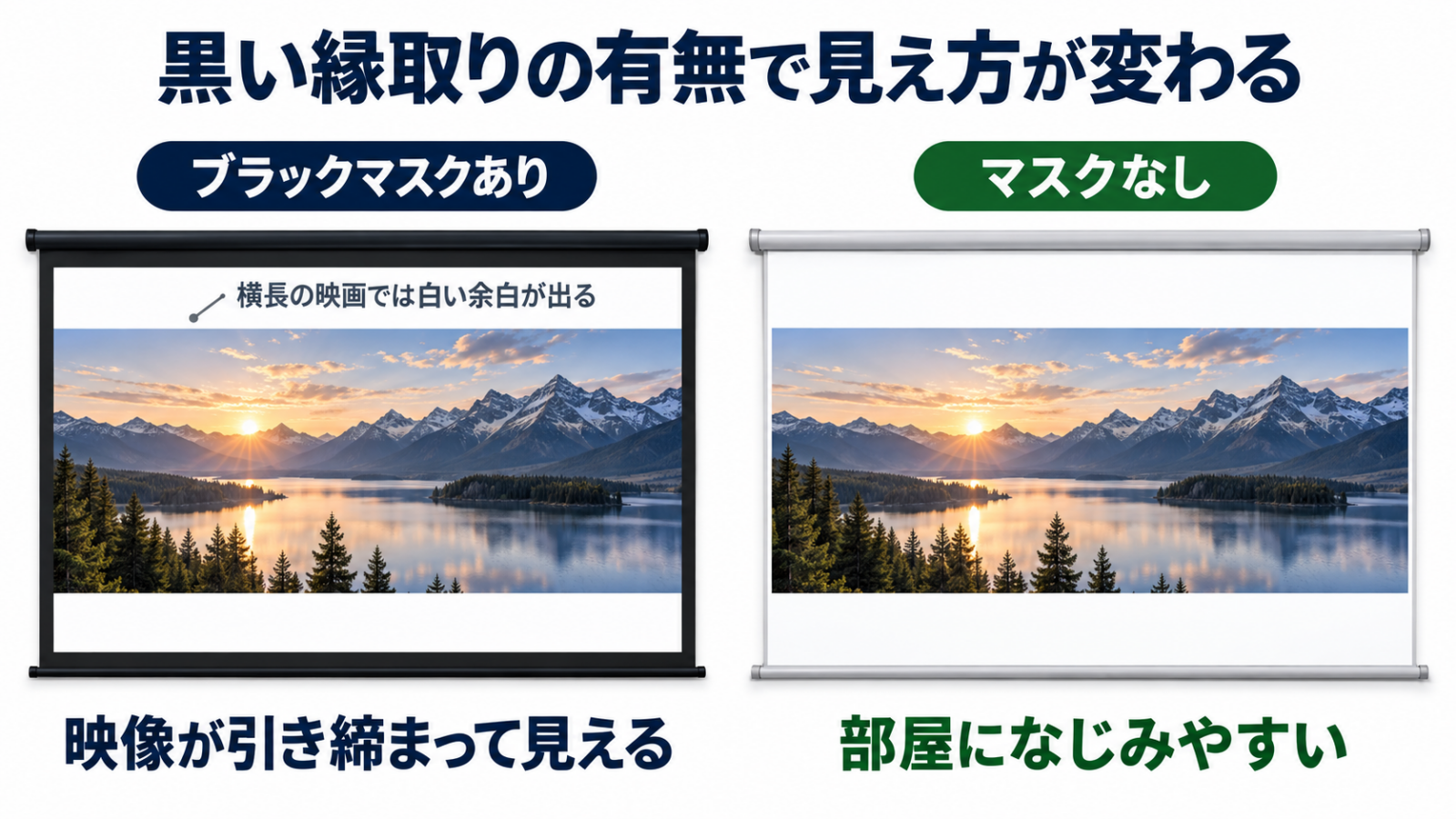 ブラックマスクありとなしの見え方の違い